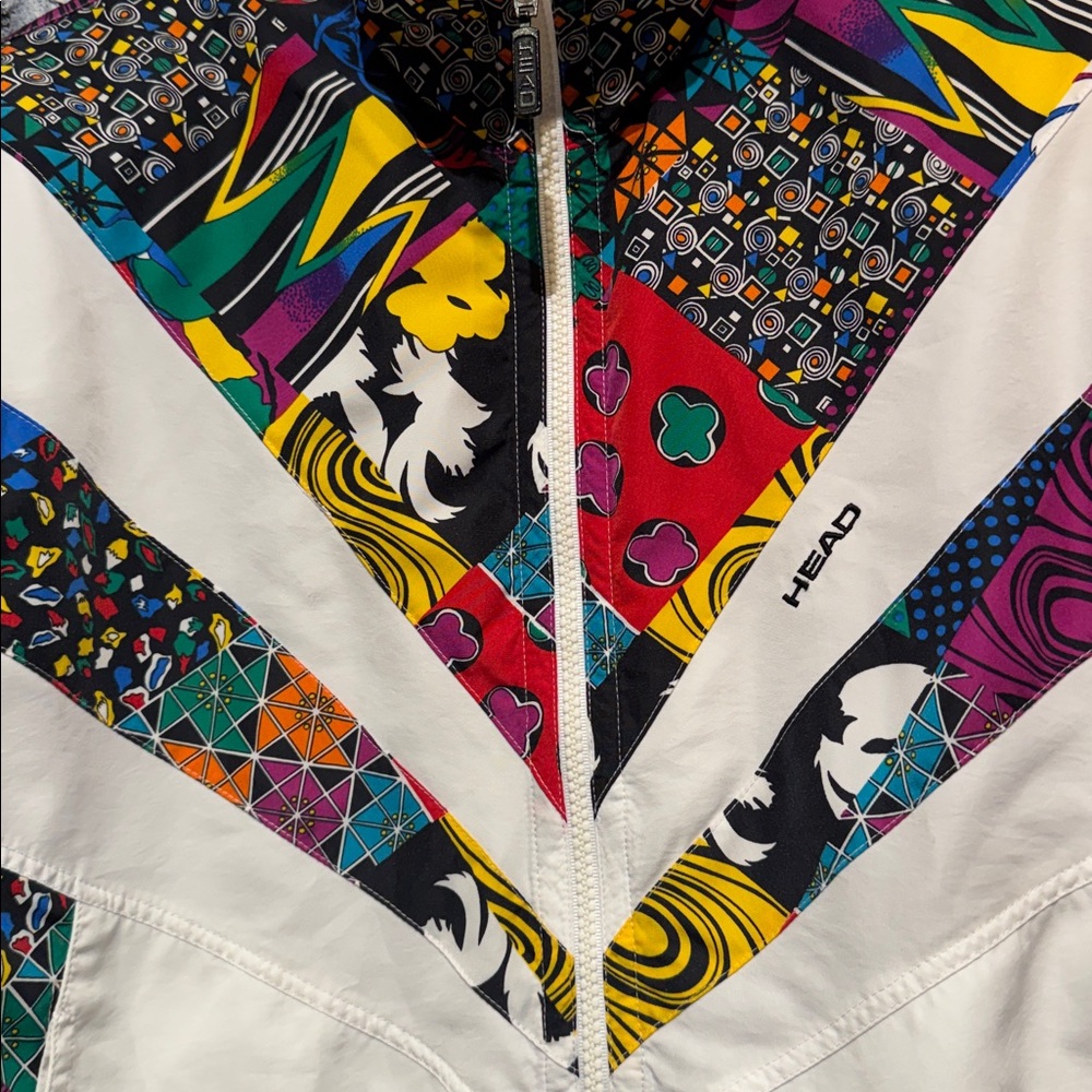HEAD Vintage Multicolor Graphic Bomber Windbreaker Jacket - Picture 9 of 10